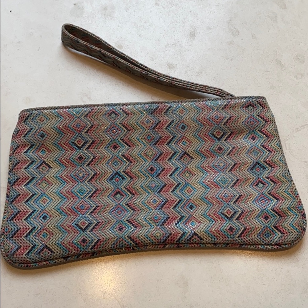 Embossed Leather Mulitcolored Clutch